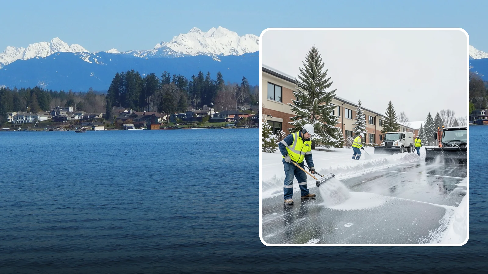 Business Park Deicing in Lake Stevens, Snohomish County, WA - Deicing for business parks, coordinating ice control across multiple buildings, shared drives, and connecting walkways in one...