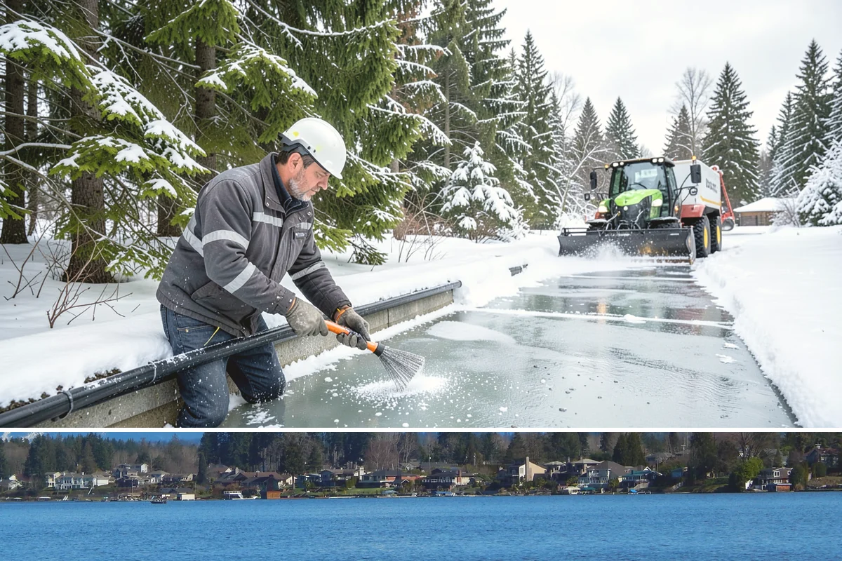 Business Park Deicing in Lake Stevens, Snohomish County, WA - Coverage runs the winter season with commute-focused readiness during the freezing-rain events that stall lowland business...
