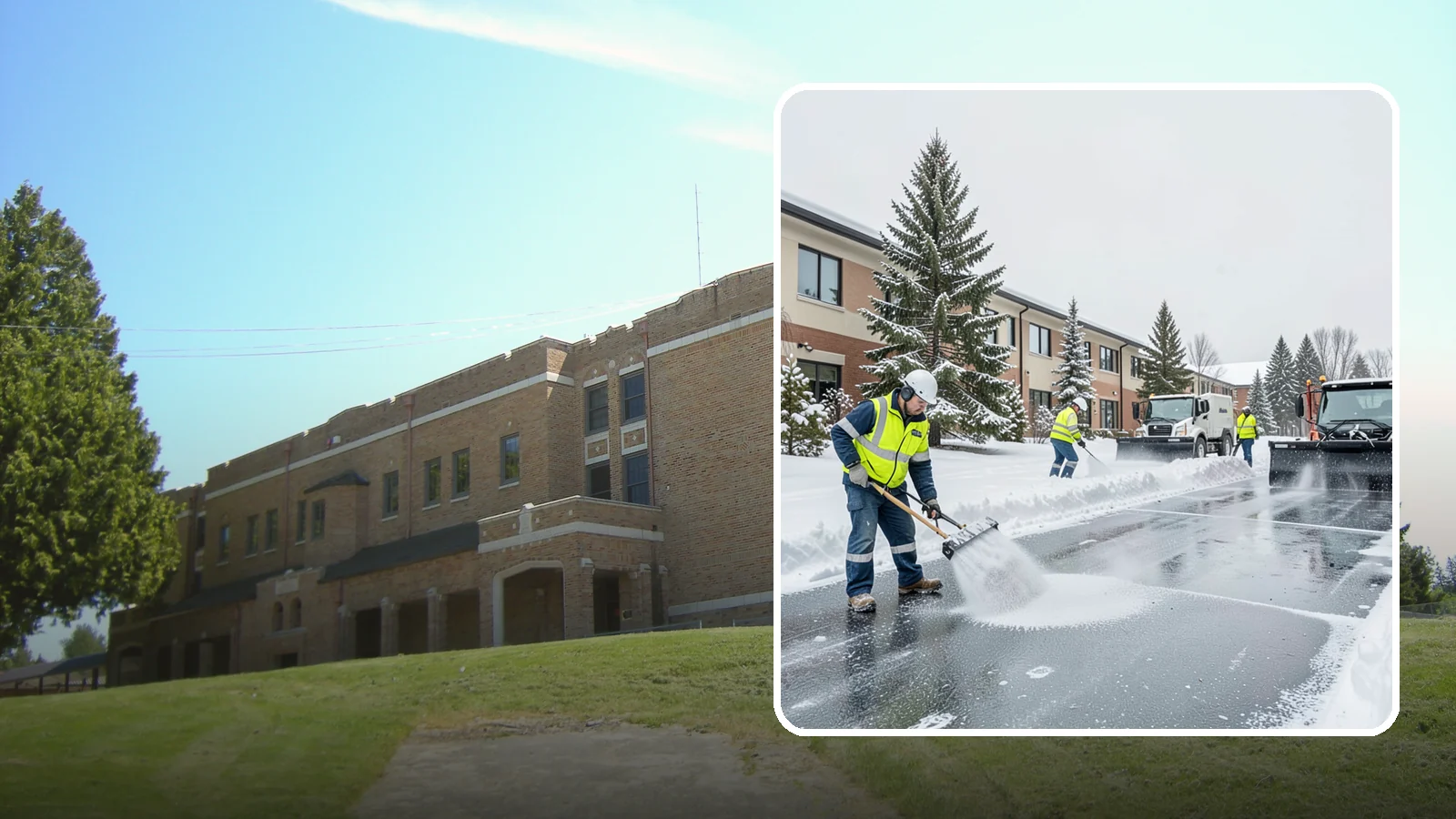 Business Park Deicing in Maple Valley, King County, WA - Deicing for business parks, coordinating ice control across multiple buildings, shared drives, and connecting walkways in one...