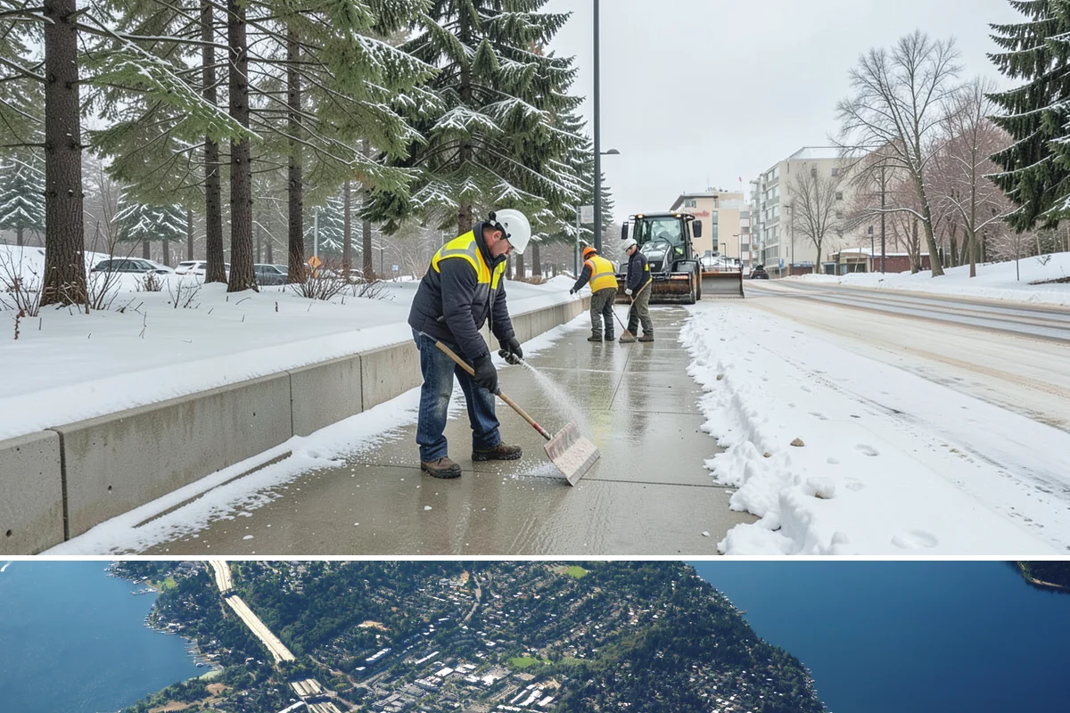 Business Park Deicing in Mercer Island, King County, WA - Coverage runs the winter season with commute-focused readiness during the freezing-rain events that stall lowland business...