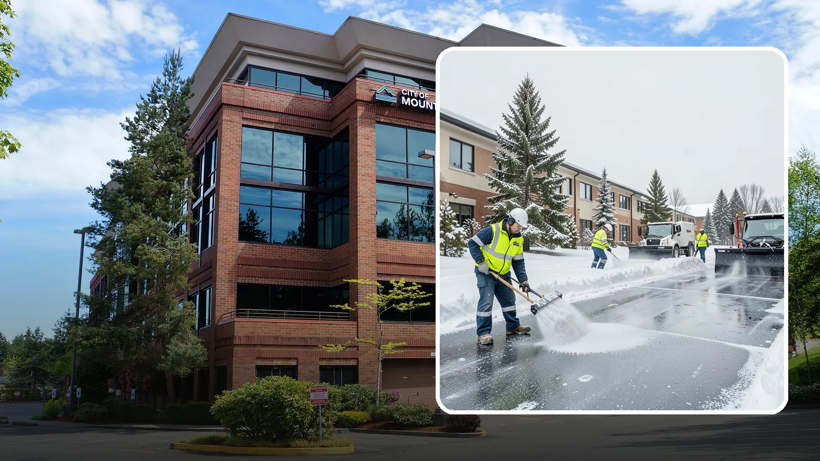 Business Park Deicing in Mountlake Terrace, Snohomish County, WA - Deicing for business parks, coordinating ice control across multiple buildings, shared drives, and connecting walkways in one...
