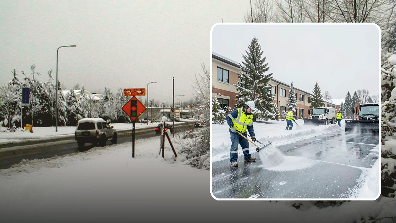 Business Park Deicing in Newcastle, King County, WA - Deicing for business parks, coordinating ice control across multiple buildings, shared drives, and connecting walkways in one...