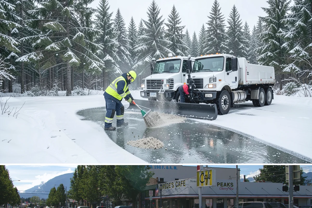 Business Park Deicing in North Bend, King County, WA - Coverage runs the winter season with commute-focused readiness during the freezing-rain events that stall lowland business...
