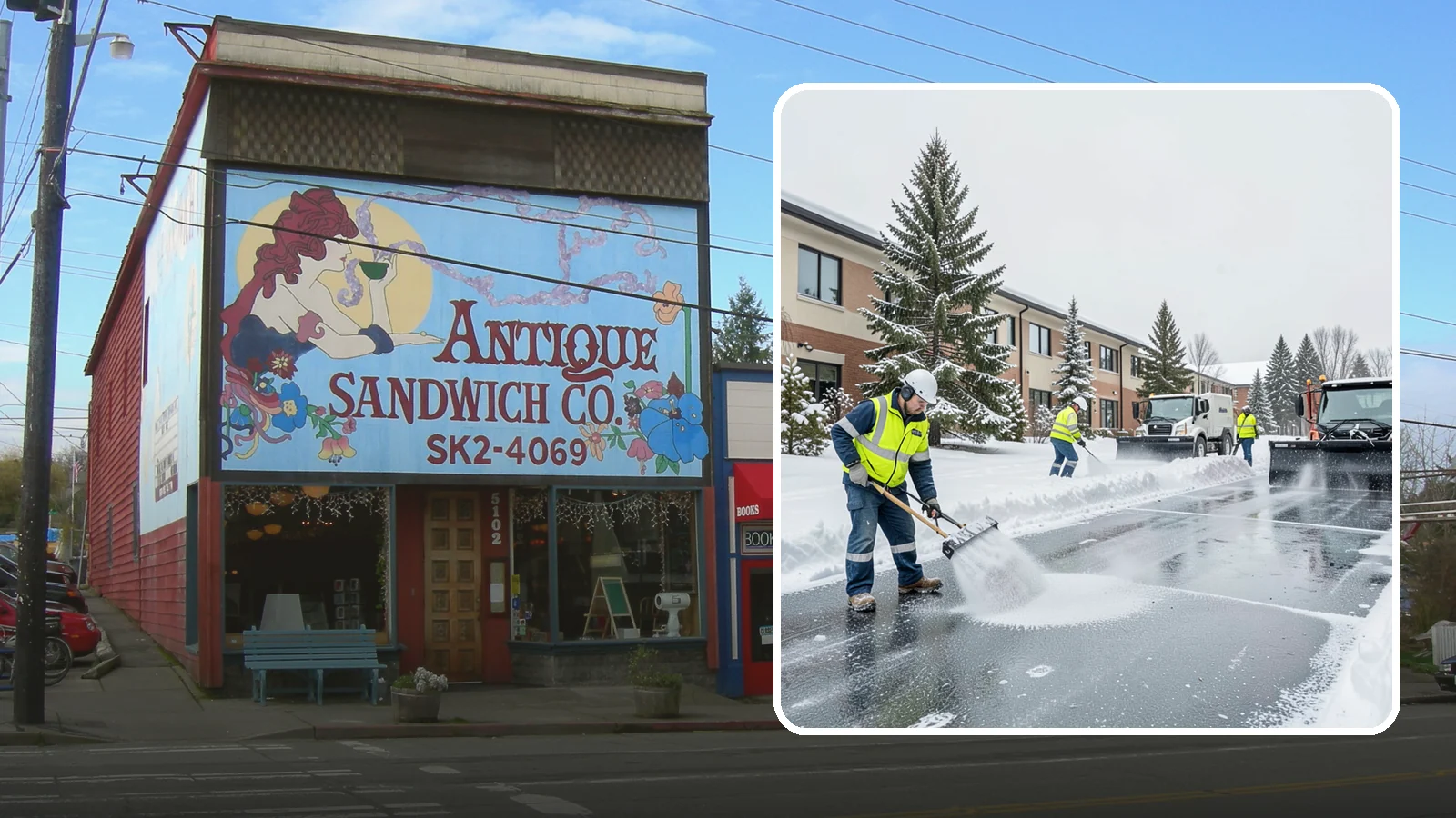 Business Park Deicing in Ruston, Pierce County, WA - Deicing for business parks, coordinating ice control across multiple buildings, shared drives, and connecting walkways in one...