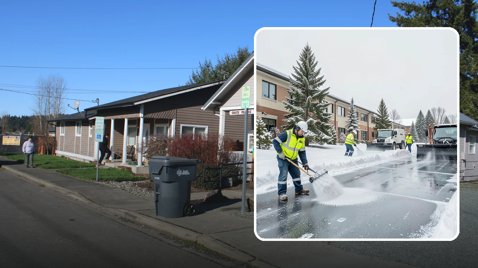 Business Park Deicing in South Prairie, Pierce County, WA - Deicing for business parks, coordinating ice control across multiple buildings, shared drives, and connecting walkways in one...
