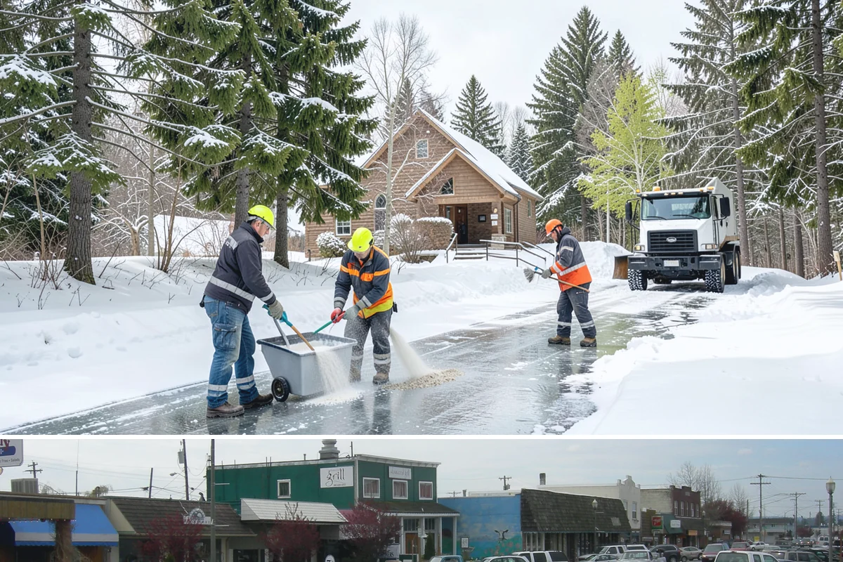 Business Park Deicing in Stanwood, Snohomish County, WA - Coverage runs the winter season with commute-focused readiness during the freezing-rain events that stall lowland business...