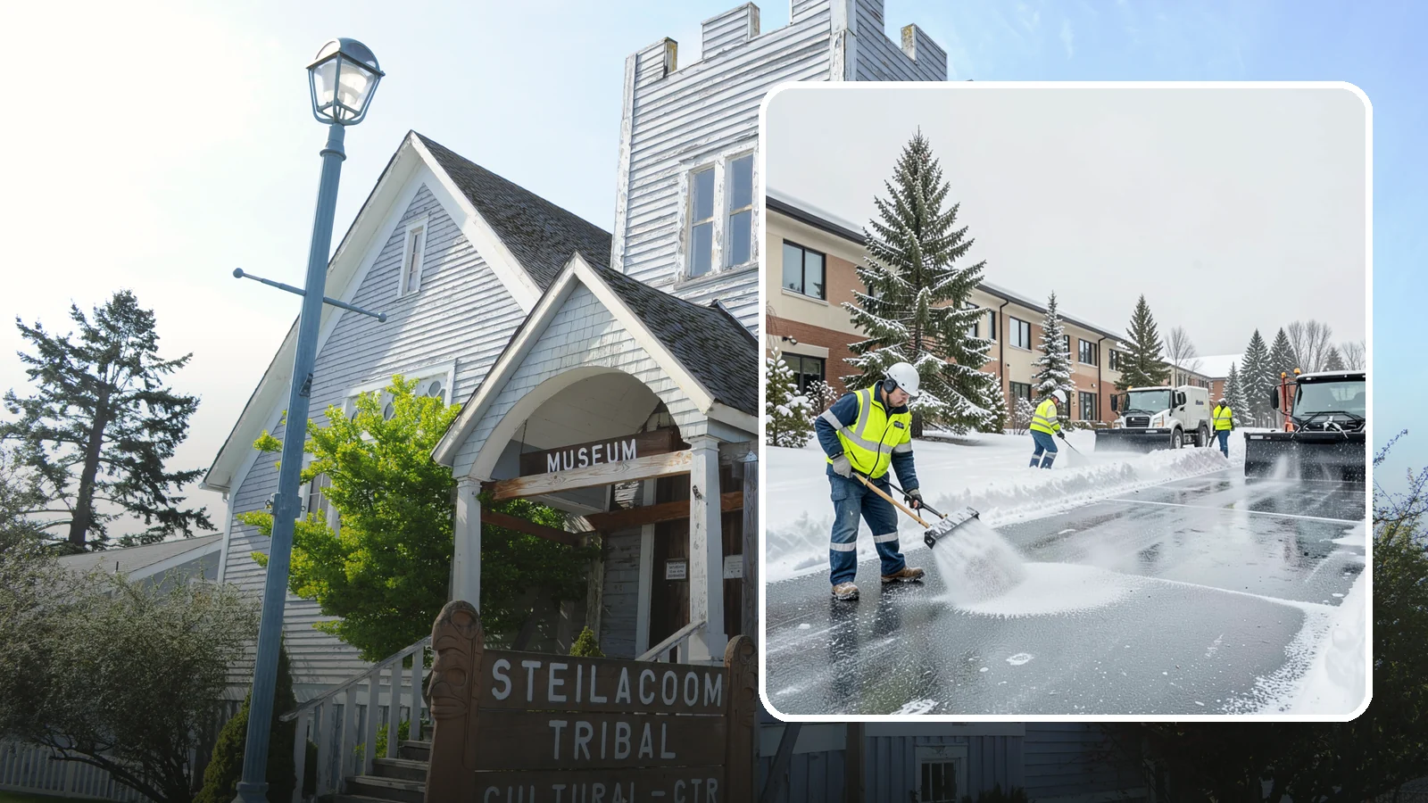 Business Park Deicing in Steilacoom, Pierce County, WA - Deicing for business parks, coordinating ice control across multiple buildings, shared drives, and connecting walkways in one...
