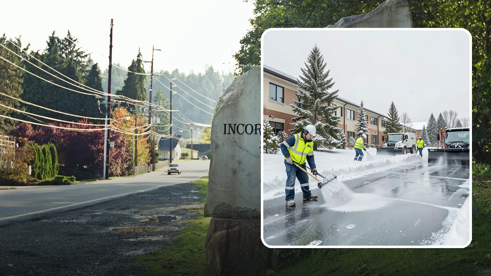 Business Park Deicing in Wilkeson, Pierce County, WA - Deicing for business parks, coordinating ice control across multiple buildings, shared drives, and connecting walkways in one...