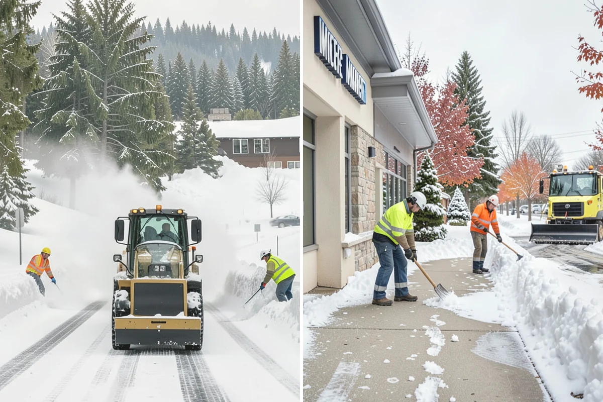 Business Park Parking Lot Snow Removal in Black Diamond, King County, WA - Map internal roads, tenant lots, and junctions across the park