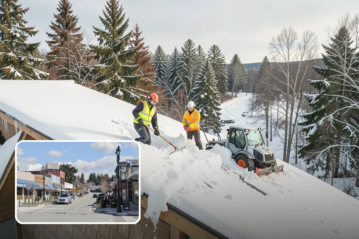 Business Park Parking Lot Snow Removal in Bothell, King County, WA - Shared internal roads open first so tenants can circulate