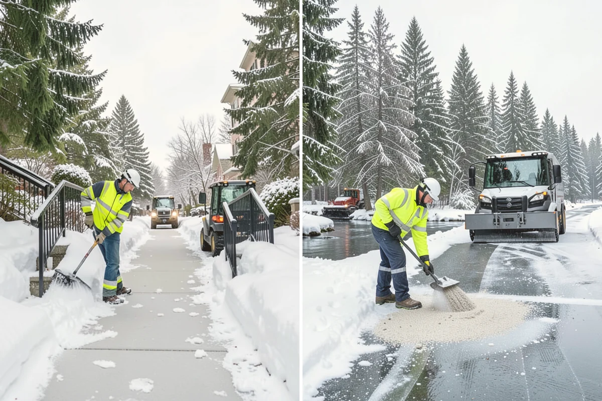 Business Park Parking Lot Snow Removal in Bothell, King County, WA - Map internal roads, tenant lots, and junctions across the park