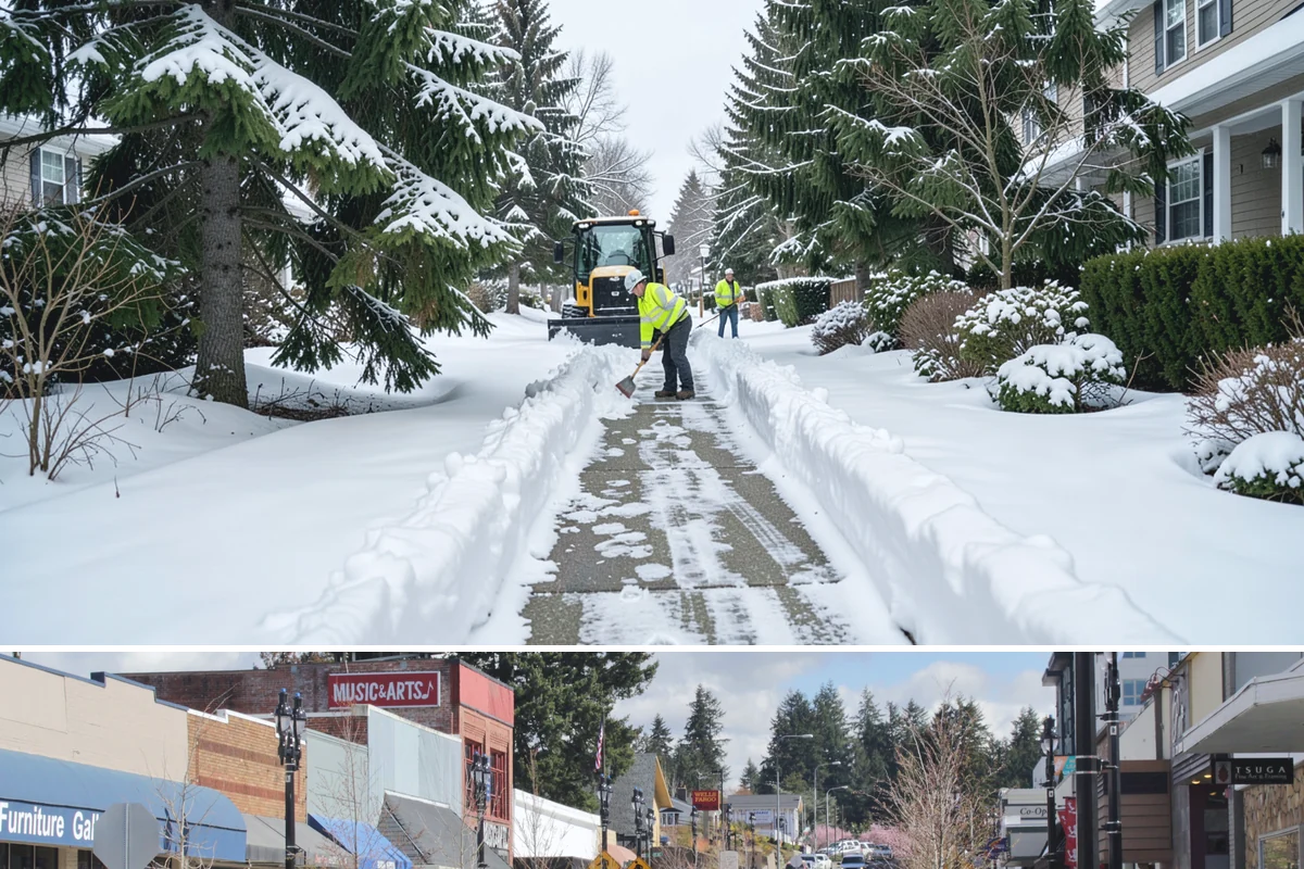 Business Park Parking Lot Snow Removal in Bothell, King County, WA - Business park lots across the Puget Sound region need the most winter clearing from December through February during peak freeze...