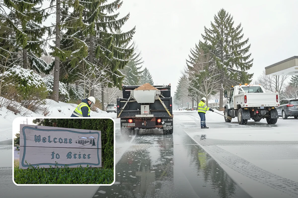 Business Park Parking Lot Snow Removal in Brier, Snohomish County, WA - Shared internal roads open first so tenants can circulate