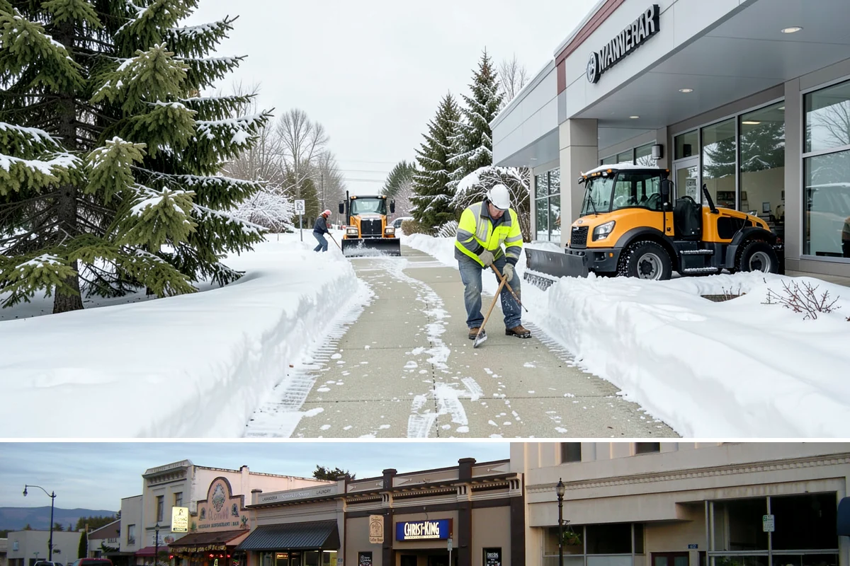 Business Park Parking Lot Snow Removal in Burlington, Skagit County, WA - Business park lots across the Puget Sound region need the most winter clearing from December through February during peak freeze...