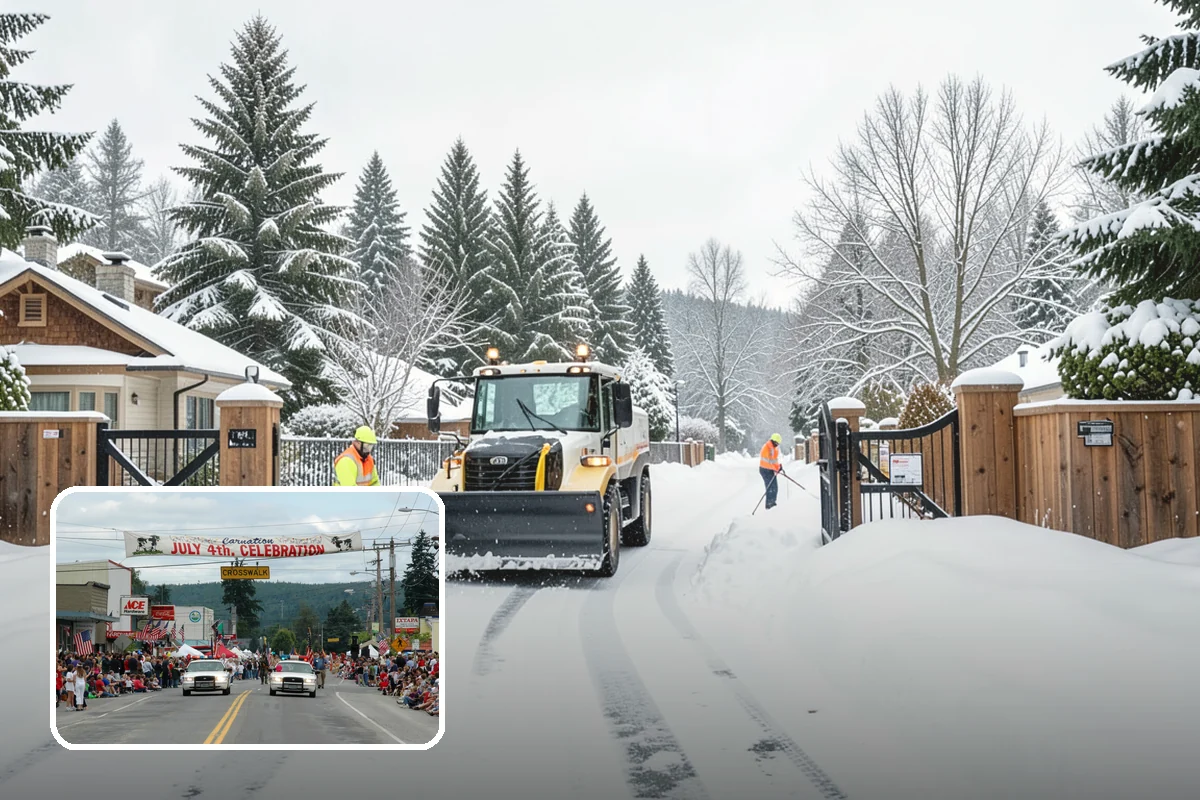 Business Park Parking Lot Snow Removal in Carnation, King County, WA - Shared internal roads open first so tenants can circulate