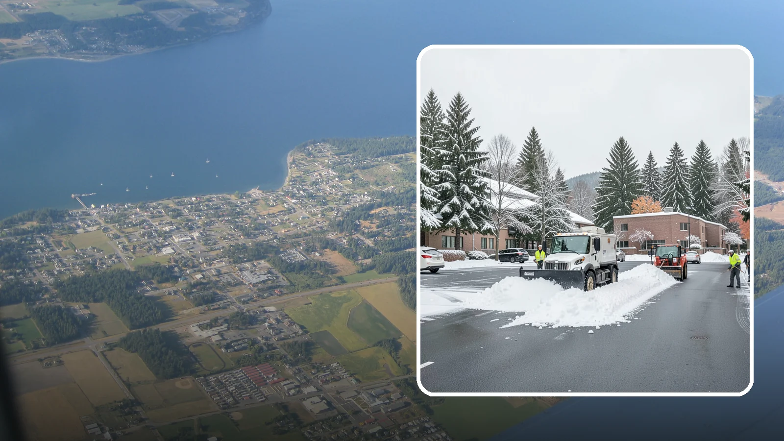 Business Park Parking Lot Snow Removal in Coupeville, Island County, WA - We clear multi-building business park lots and connecting roads so Western Washington tenants reach work in winter.