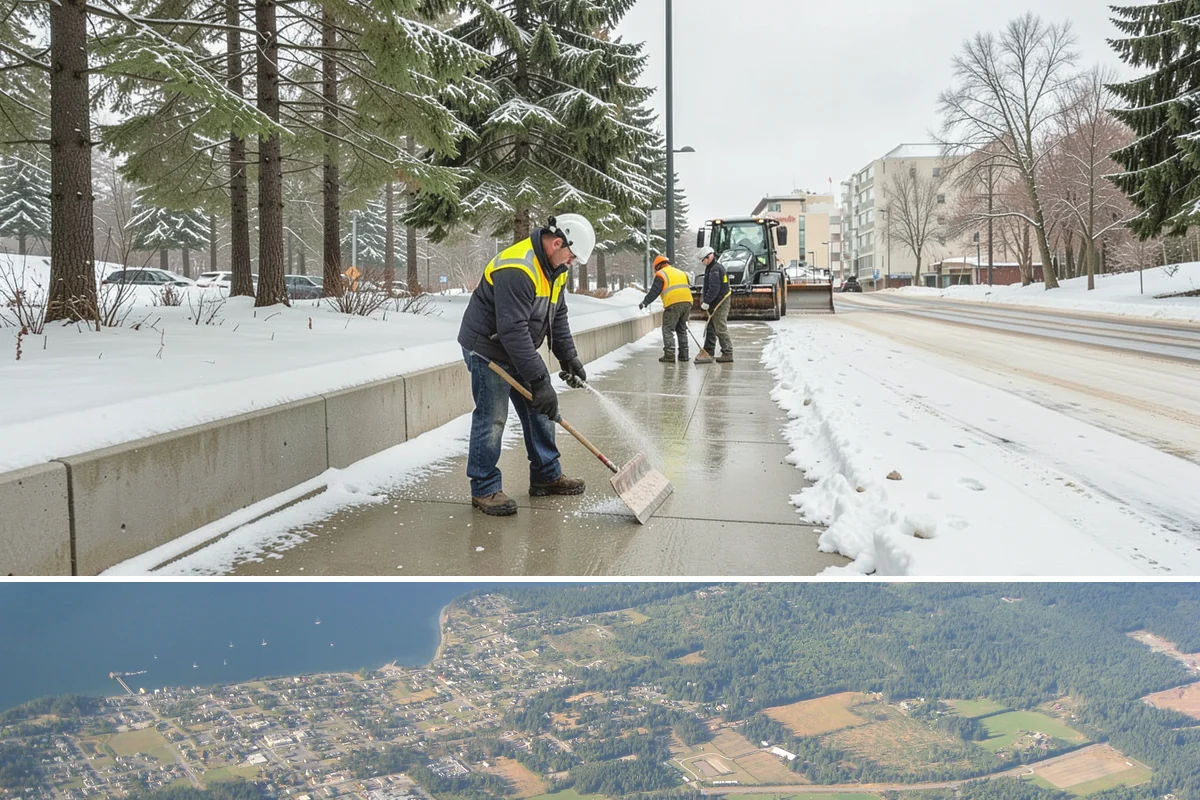 Business Park Parking Lot Snow Removal in Coupeville, Island County, WA - Business park lots across the Puget Sound region need the most winter clearing from December through February during peak freeze...