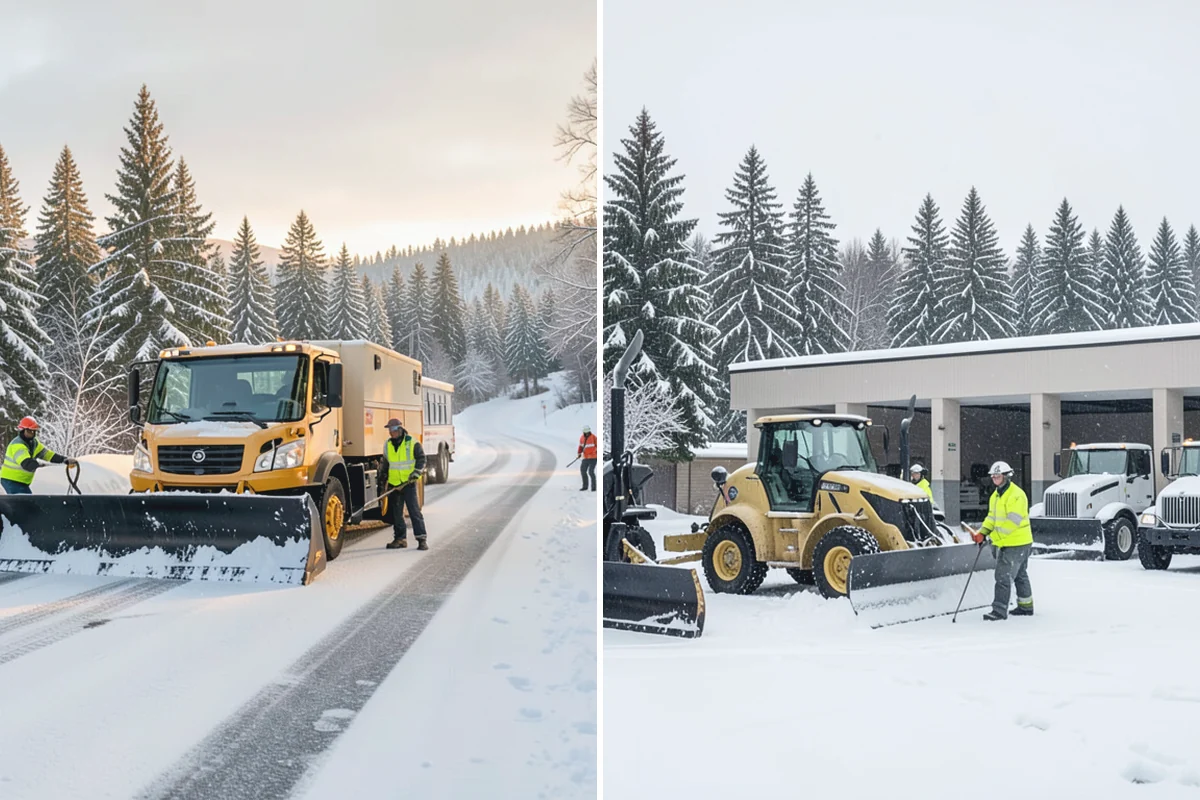 Business Park Parking Lot Snow Removal in Darrington, Snohomish County, WA - Map internal roads, tenant lots, and junctions across the park