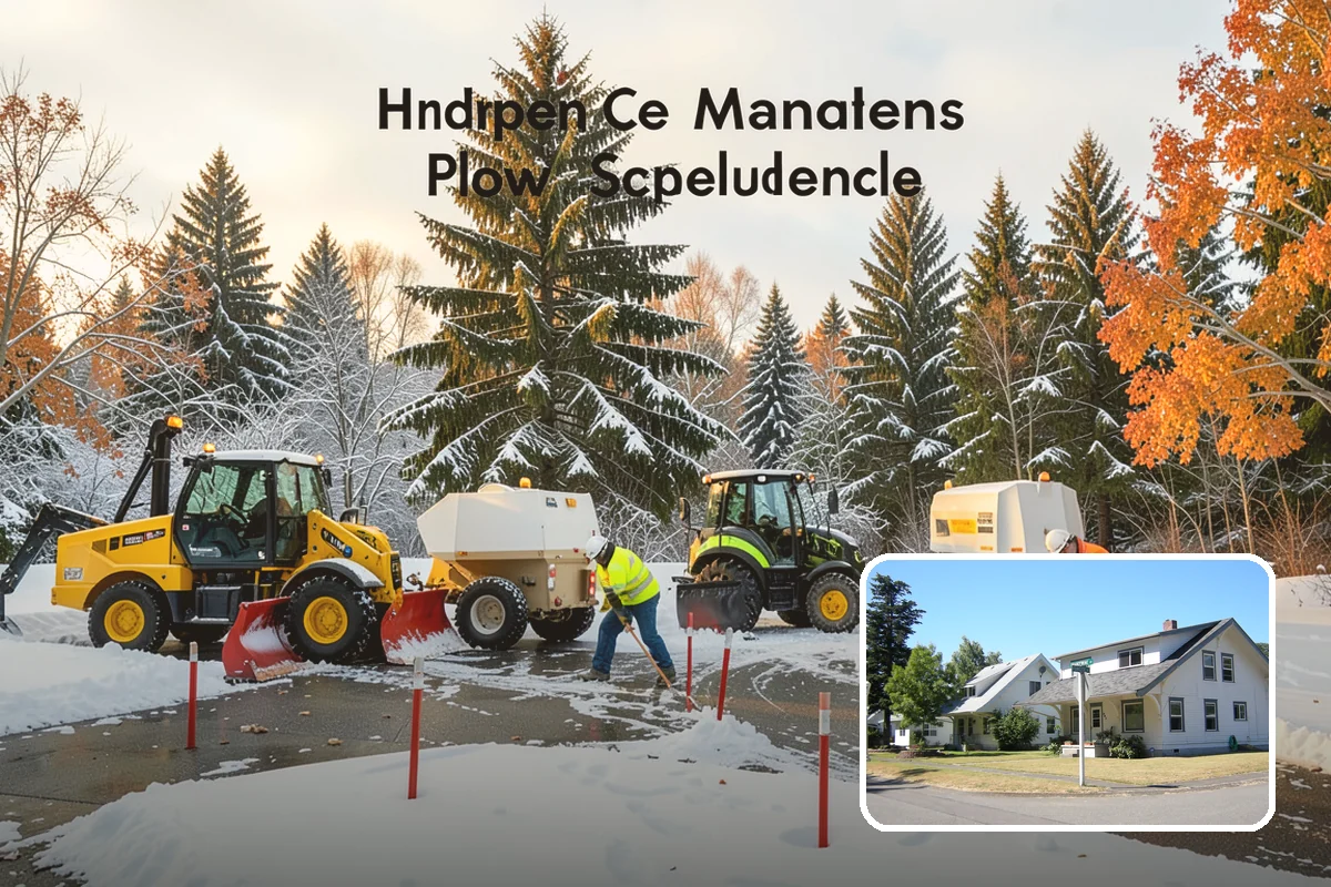 Business Park Parking Lot Snow Removal in DuPont, Pierce County, WA - Shared internal roads open first so tenants can circulate