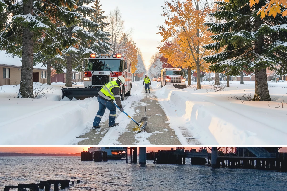 Business Park Parking Lot Snow Removal in Edmonds, Snohomish County, WA - Business park lots across the Puget Sound region need the most winter clearing from December through February during peak freeze...