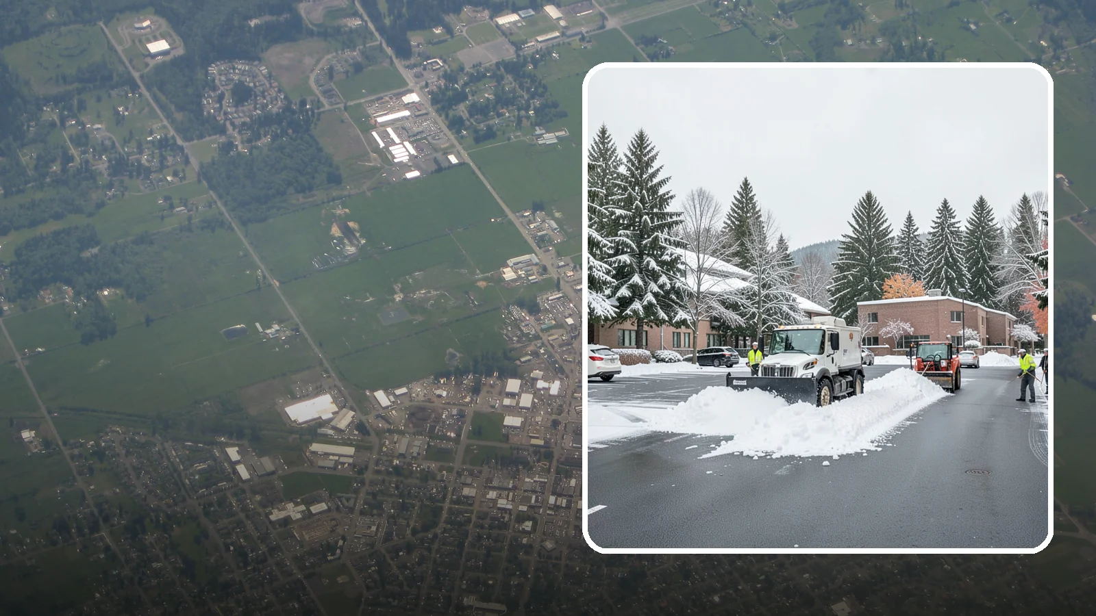 Business Park Parking Lot Snow Removal in Enumclaw, King County, WA - We clear multi-building business park lots and connecting roads so Western Washington tenants reach work in winter.