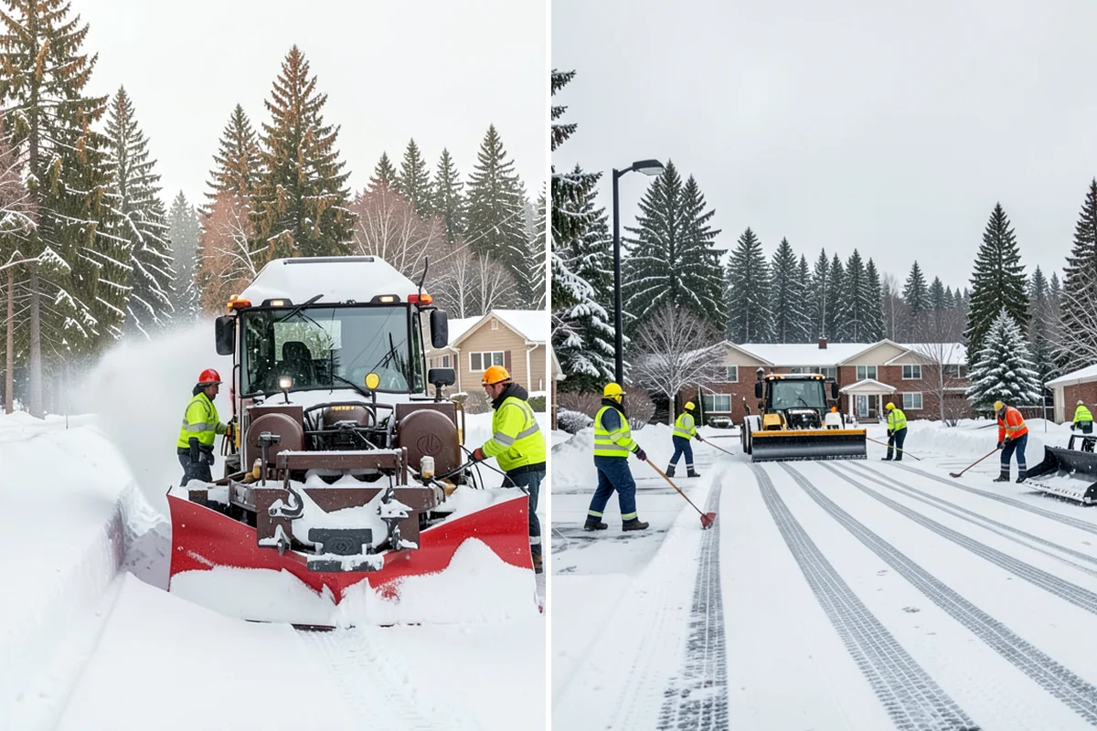 Business Park Parking Lot Snow Removal in Enumclaw, King County, WA - Map internal roads, tenant lots, and junctions across the park