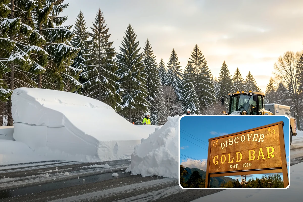 Business Park Parking Lot Snow Removal in Gold Bar, Snohomish County, WA - Shared internal roads open first so tenants can circulate