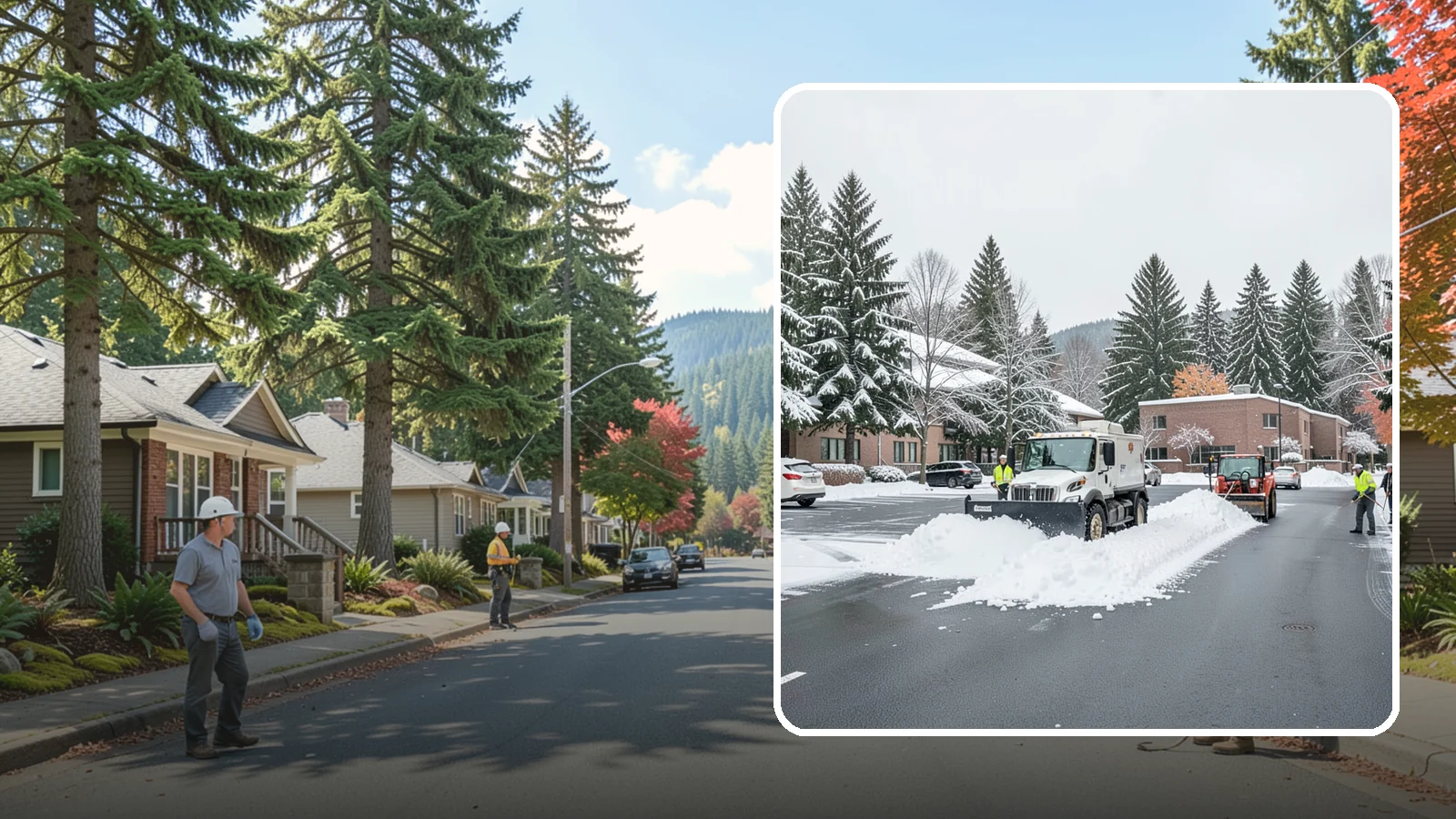 Business Park Parking Lot Snow Removal in Hunts Point, King County, WA - We clear multi-building business park lots and connecting roads so Western Washington tenants reach work in winter.