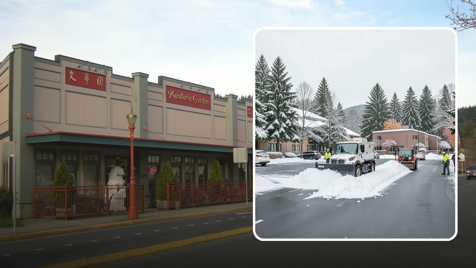 Business Park Parking Lot Snow Removal in Issaquah, King County, WA - We clear multi-building business park lots and connecting roads so Western Washington tenants reach work in winter.