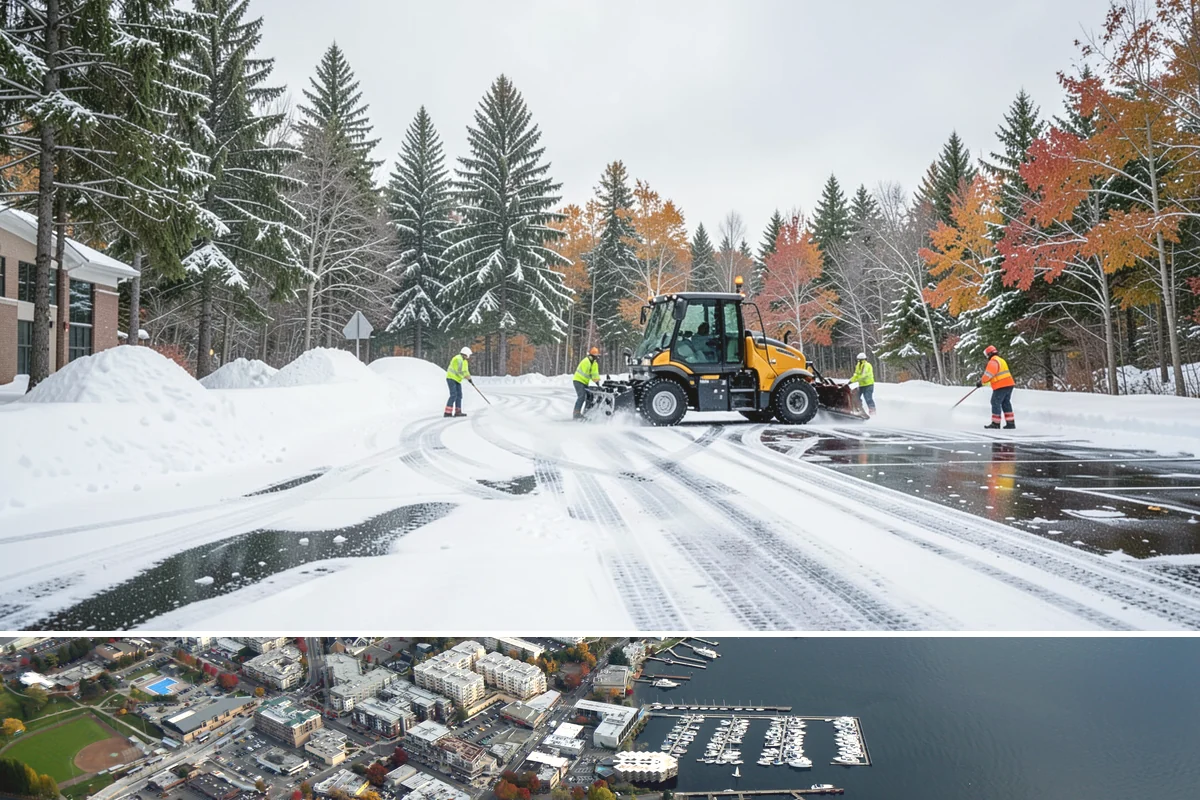 Business Park Parking Lot Snow Removal in Kirkland, King County, WA - Business park lots across the Puget Sound region need the most winter clearing from December through February during peak freeze...
