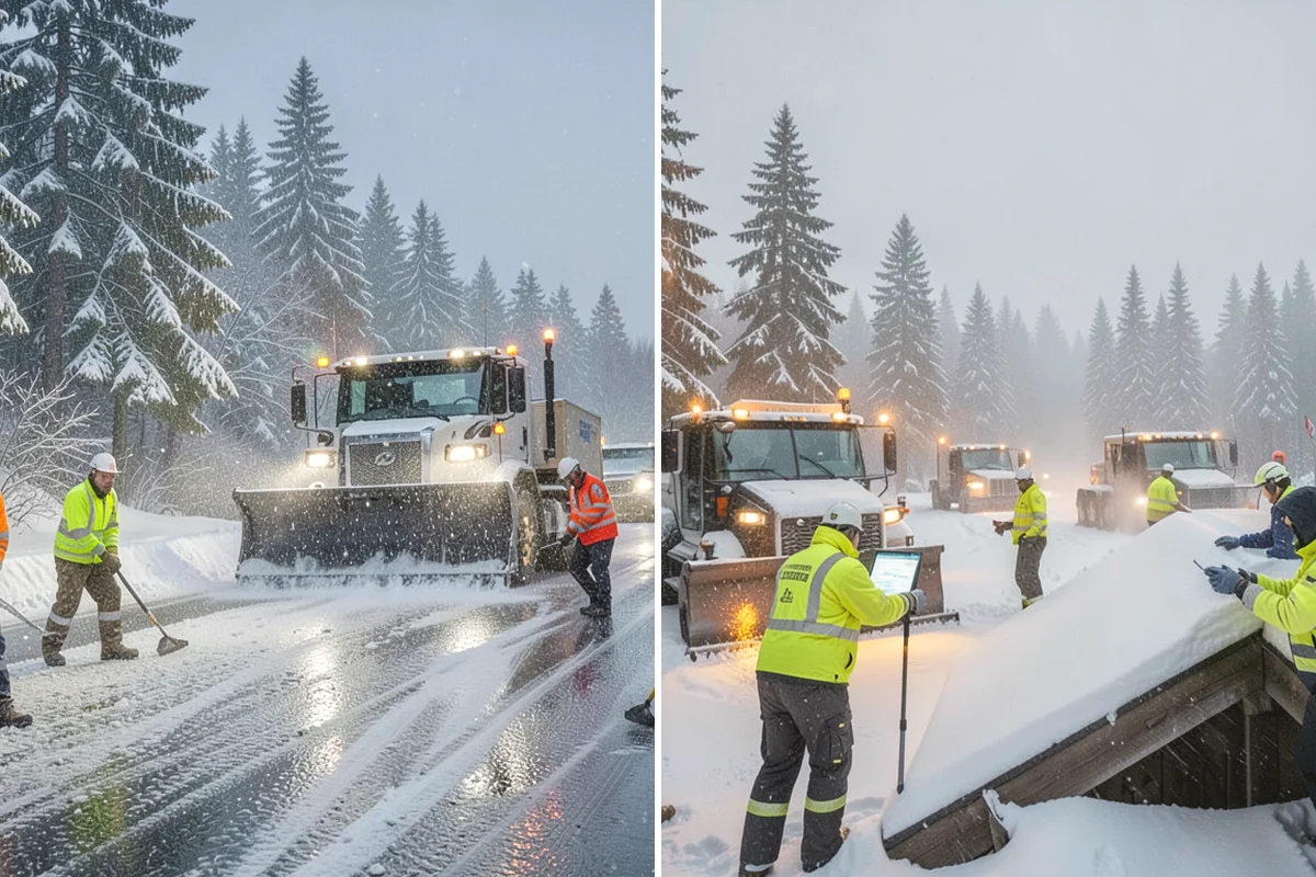 Business Park Parking Lot Snow Removal in La Conner, Skagit County, WA - Map internal roads, tenant lots, and junctions across the park