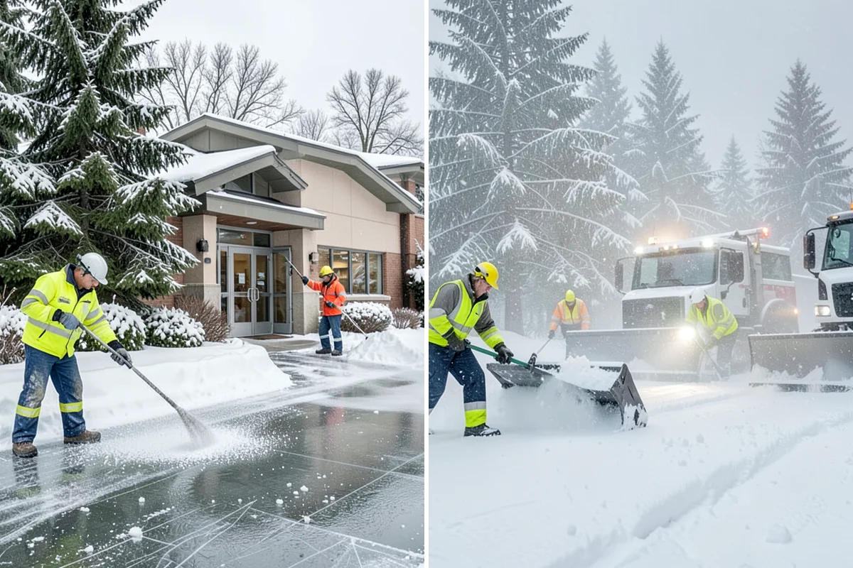 Business Park Parking Lot Snow Removal in Lake Forest Park, King County, WA - Map internal roads, tenant lots, and junctions across the park