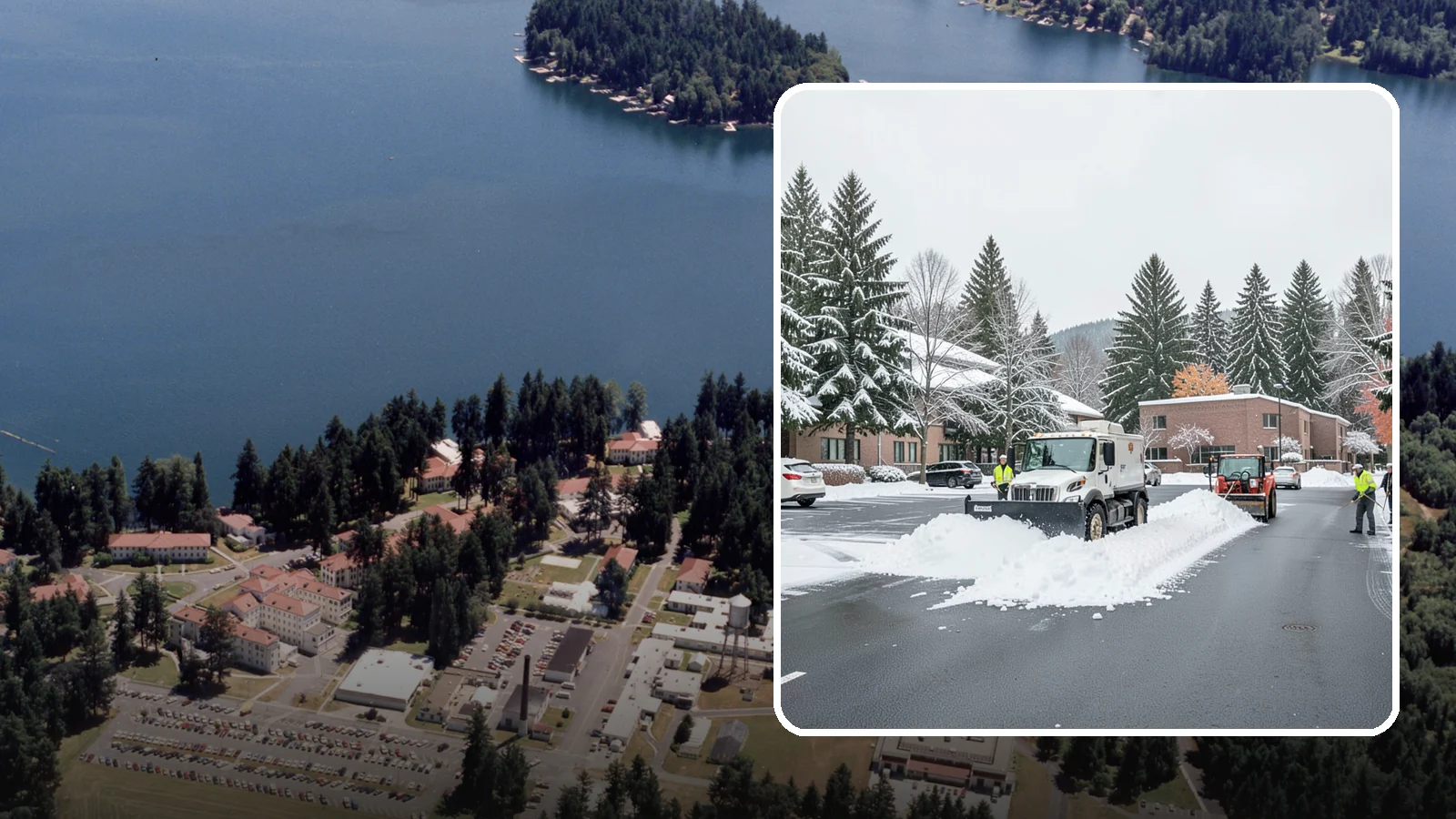 Business Park Parking Lot Snow Removal in Lakewood, Pierce County, WA - We clear multi-building business park lots and connecting roads so Western Washington tenants reach work in winter.