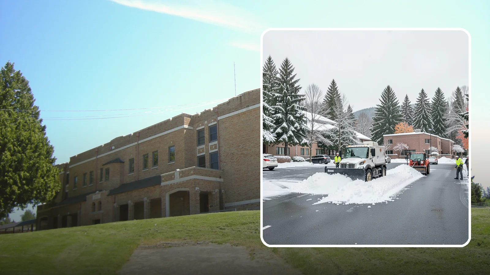 Business Park Parking Lot Snow Removal in Maple Valley, King County, WA - We clear multi-building business park lots and connecting roads so Western Washington tenants reach work in winter.