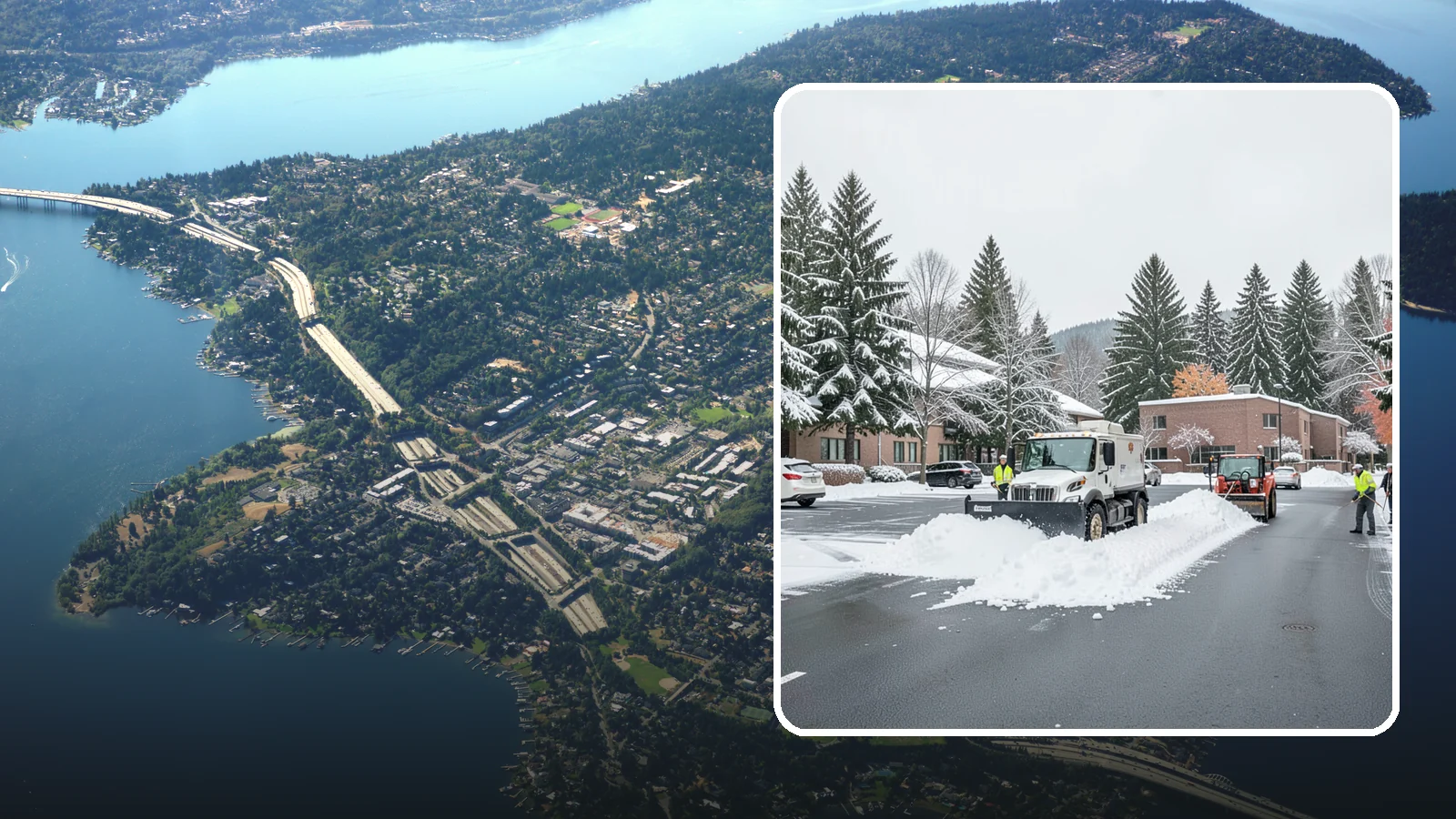 Business Park Parking Lot Snow Removal in Mercer Island, King County, WA - We clear multi-building business park lots and connecting roads so Western Washington tenants reach work in winter.
