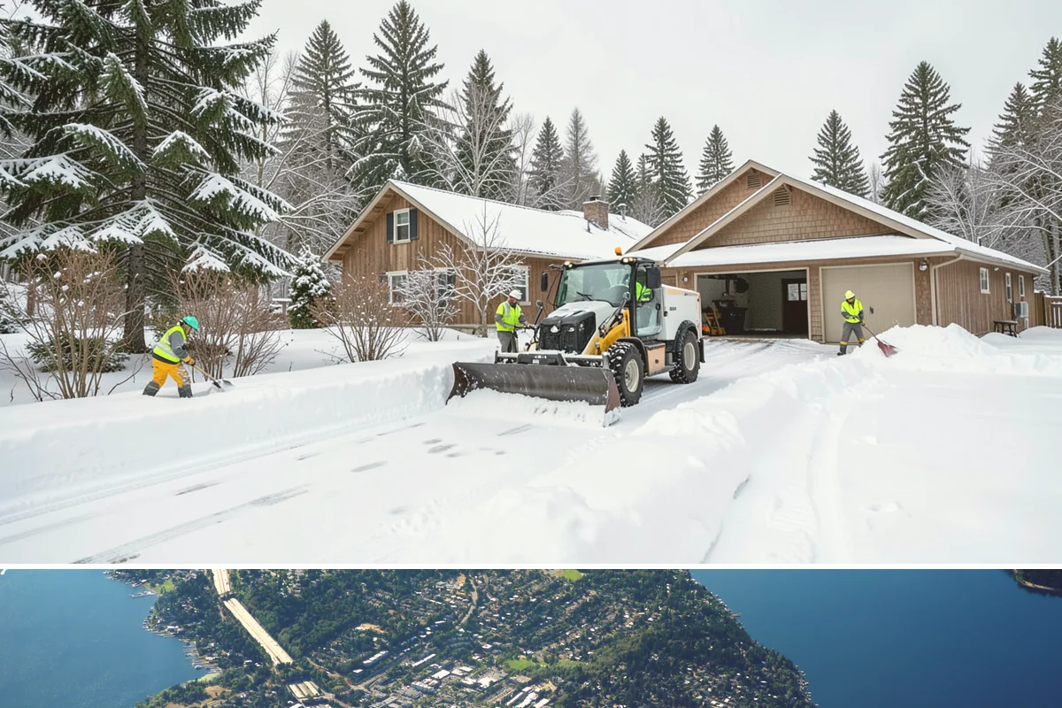 Business Park Parking Lot Snow Removal in Mercer Island, King County, WA - Business park lots across the Puget Sound region need the most winter clearing from December through February during peak freeze...