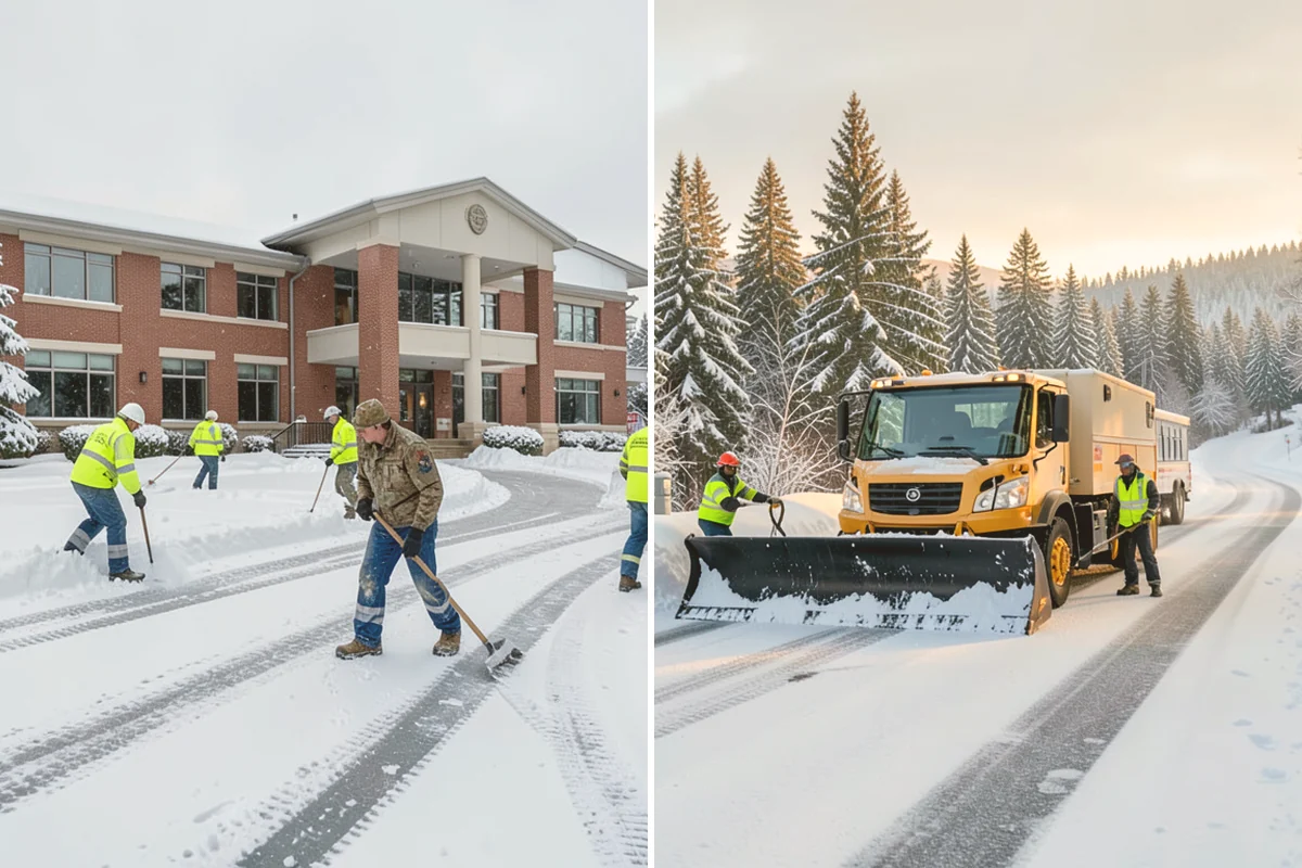 Business Park Parking Lot Snow Removal in Milton, King County, WA - Map internal roads, tenant lots, and junctions across the park