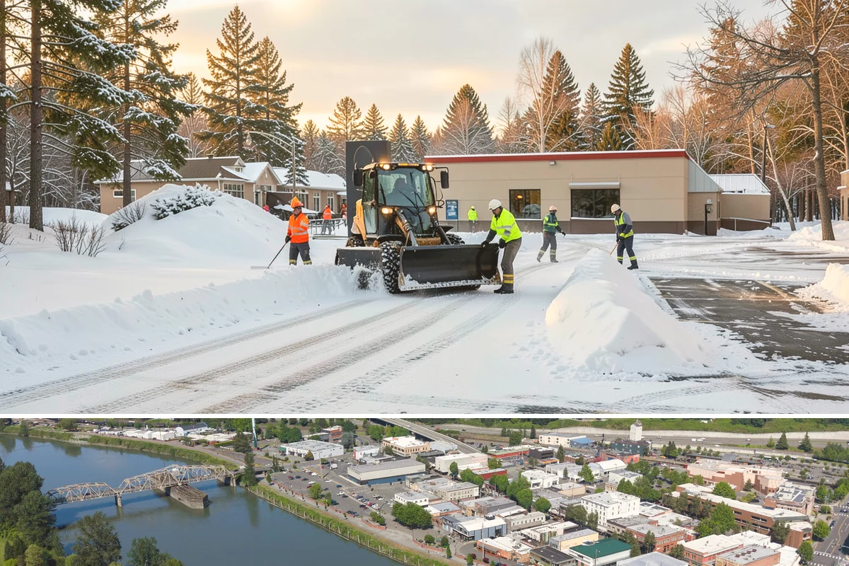 Business Park Parking Lot Snow Removal in Mount Vernon, Skagit County, WA - Business park lots across the Puget Sound region need the most winter clearing from December through February during peak freeze...