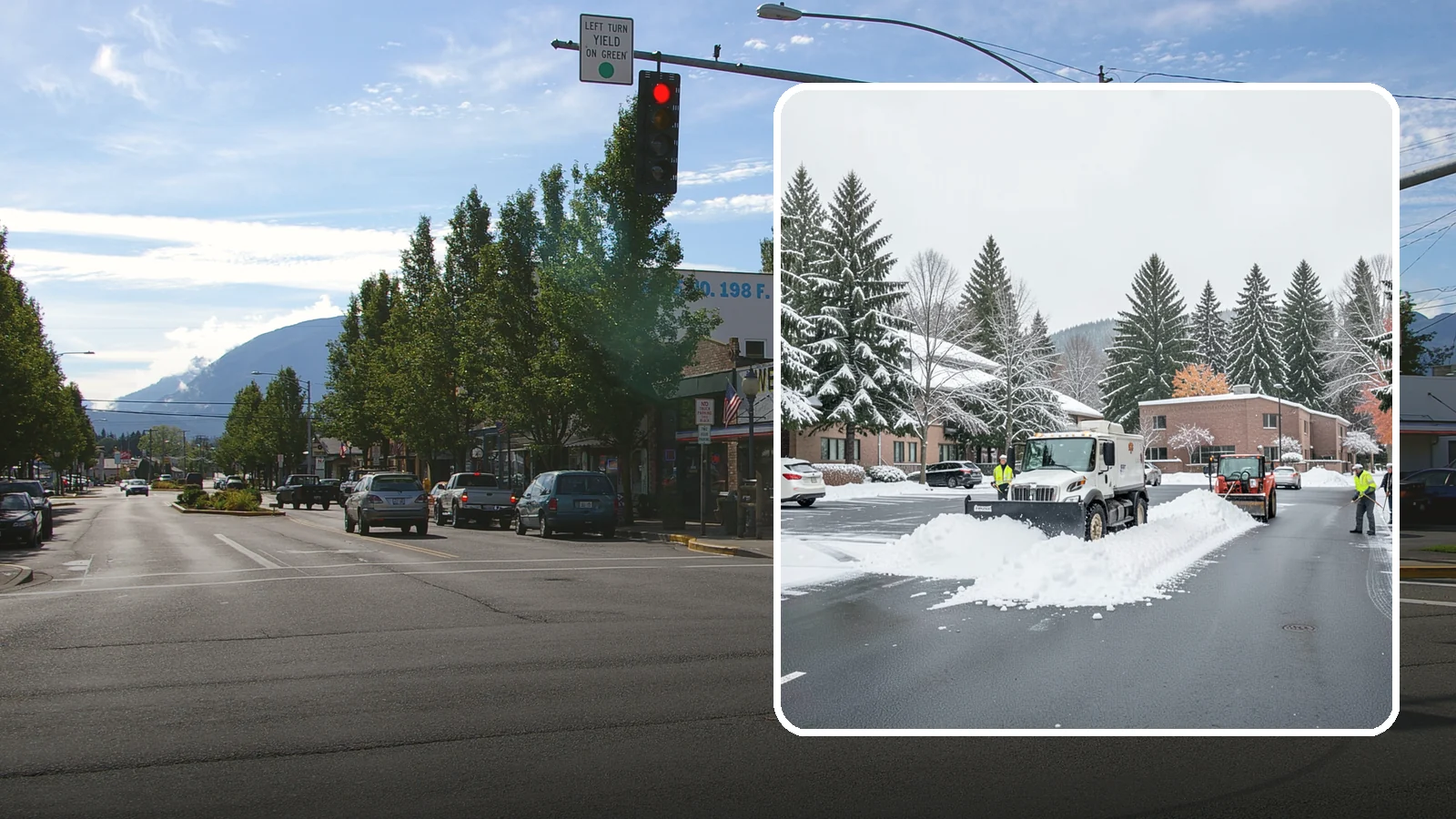 Business Park Parking Lot Snow Removal in North Bend, King County, WA - We clear multi-building business park lots and connecting roads so Western Washington tenants reach work in winter.