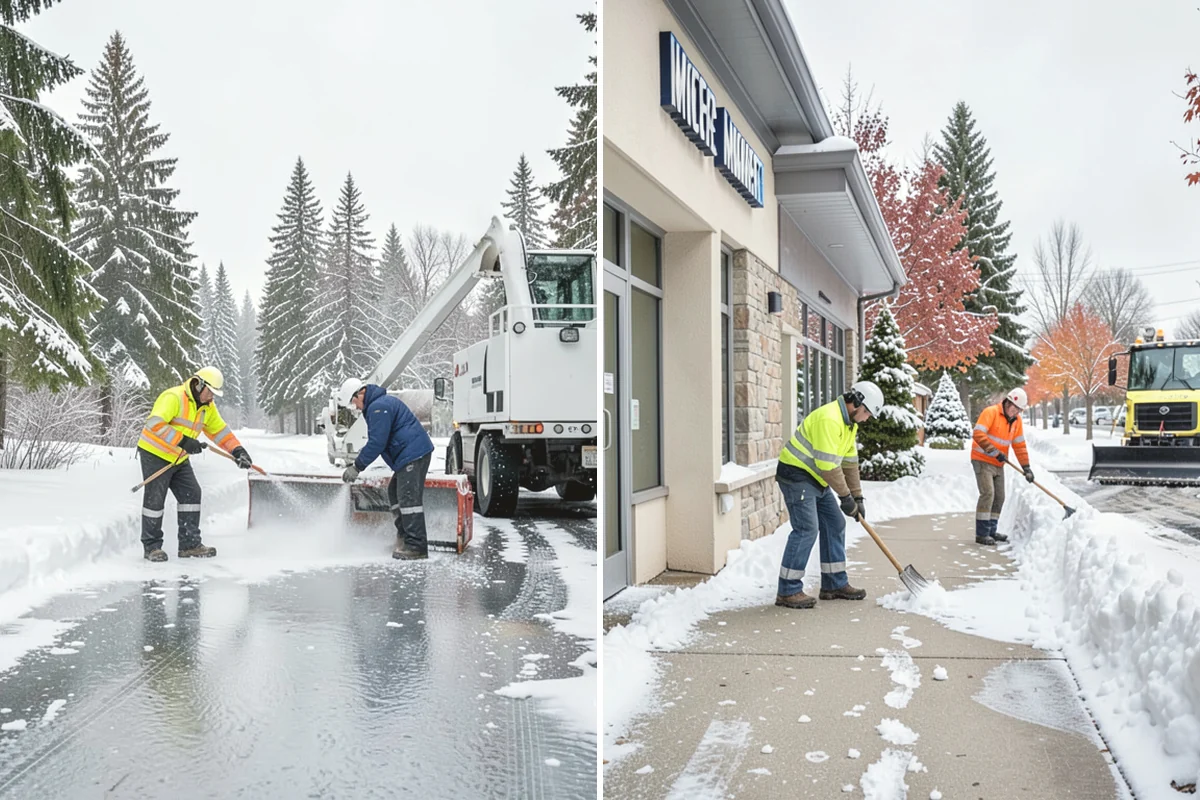 Business Park Parking Lot Snow Removal in North Bend, King County, WA - Map internal roads, tenant lots, and junctions across the park