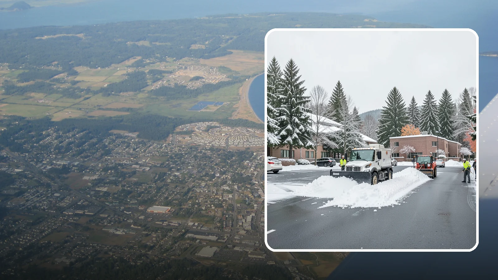Business Park Parking Lot Snow Removal in Oak Harbor, Island County, WA - We clear multi-building business park lots and connecting roads so Western Washington tenants reach work in winter.