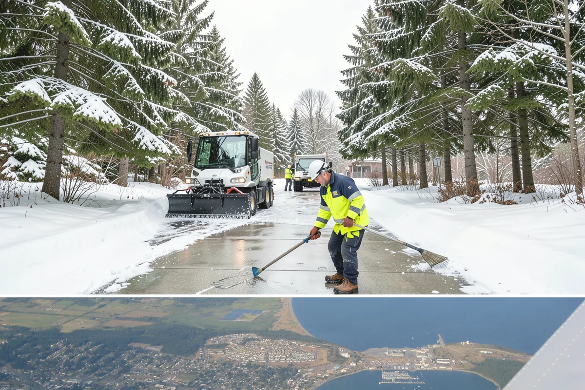 Business Park Parking Lot Snow Removal in Oak Harbor, Island County, WA - Business park lots across the Puget Sound region need the most winter clearing from December through February during peak freeze...