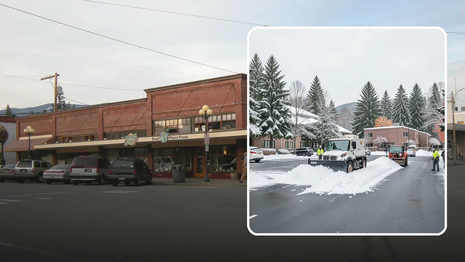 Business Park Parking Lot Snow Removal in Sedro-Woolley, Skagit County, WA - We clear multi-building business park lots and connecting roads so Western Washington tenants reach work in winter.