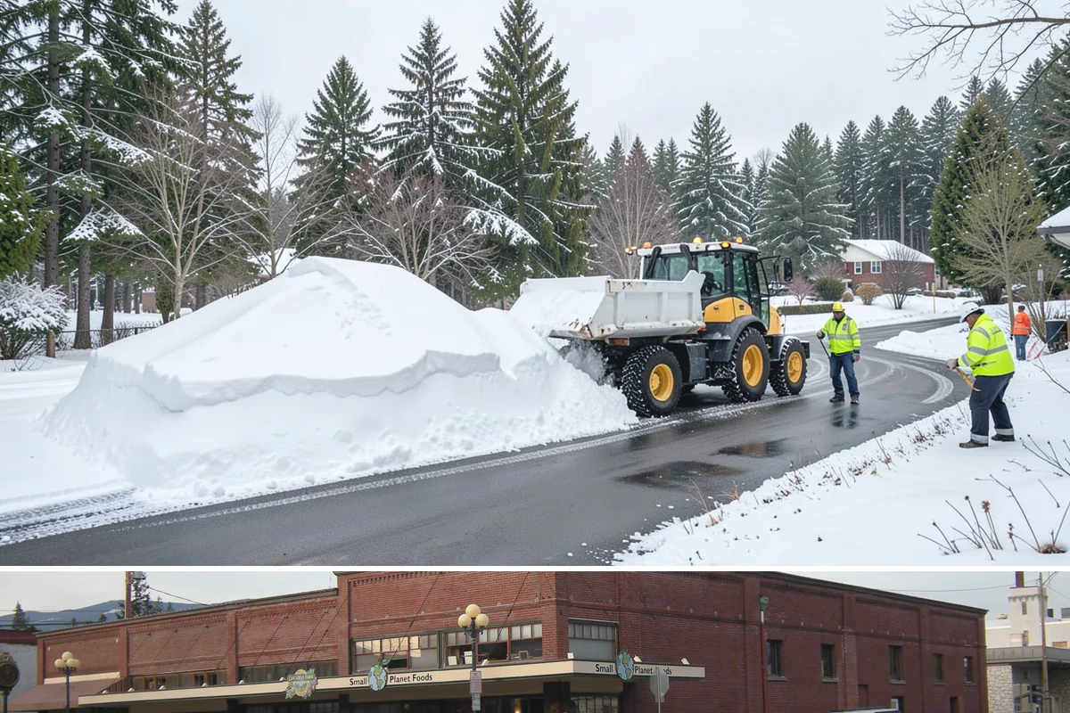 Business Park Parking Lot Snow Removal in Sedro-Woolley, Skagit County, WA - Business park lots across the Puget Sound region need the most winter clearing from December through February during peak freeze...