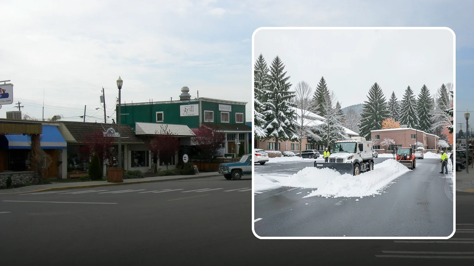Business Park Parking Lot Snow Removal in Stanwood, Snohomish County, WA - We clear multi-building business park lots and connecting roads so Western Washington tenants reach work in winter.