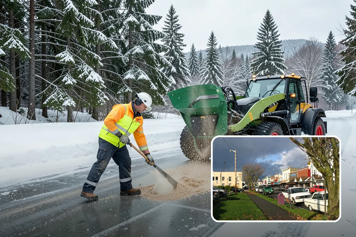 Business Park Sidewalk Clearing in Arlington, Snohomish County, WA - Inter-building campus walks cleared as a single network