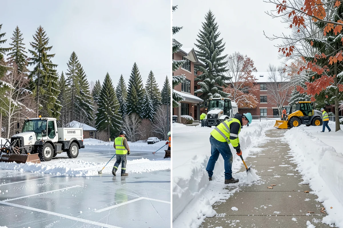 Business Park Sidewalk Clearing in Arlington, Snohomish County, WA - Map campus walks, courtyards, and building connectors