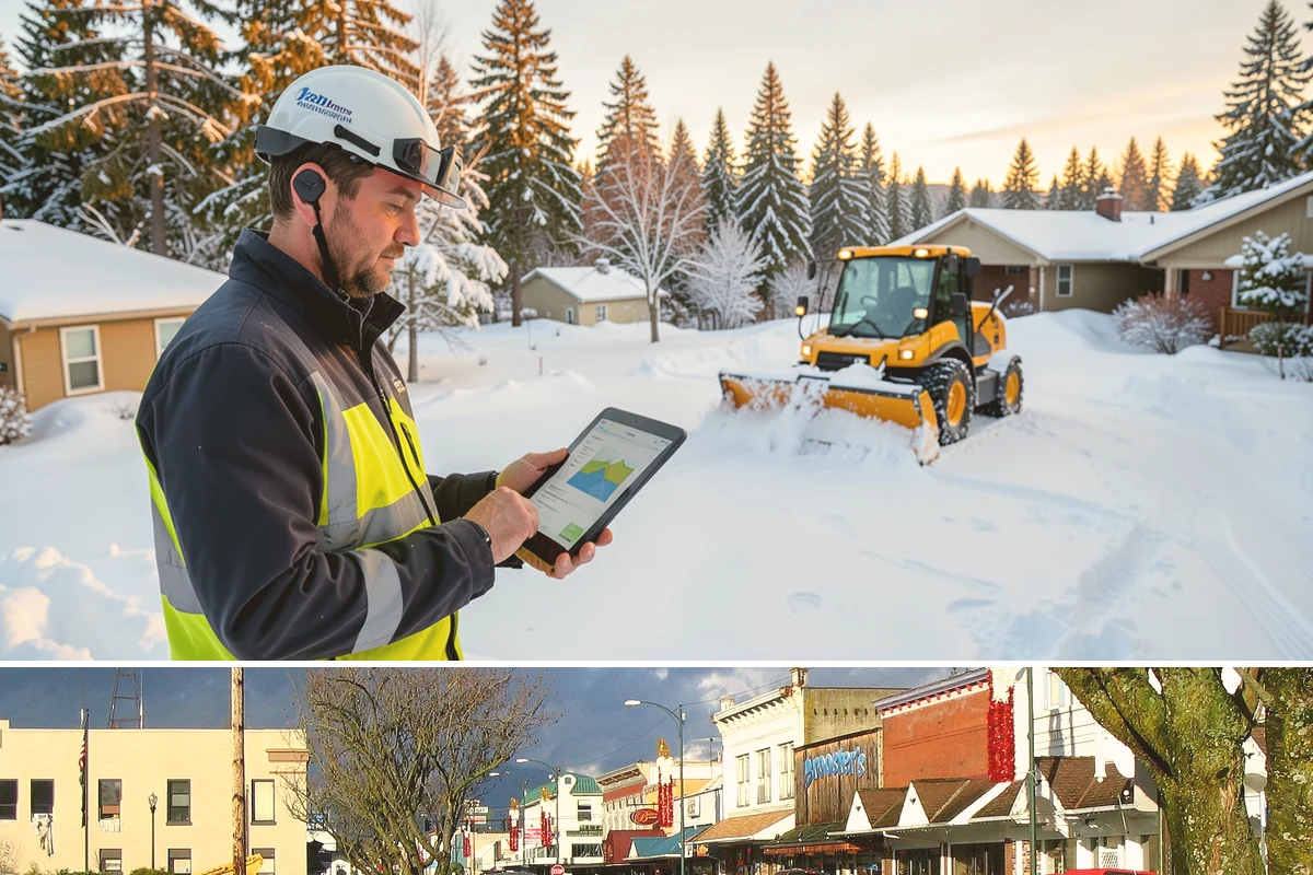 Business Park Sidewalk Clearing in Arlington, Snohomish County, WA - Business park demand runs December through February, when shaded courtyards and connectors refreeze overnight between weekday...