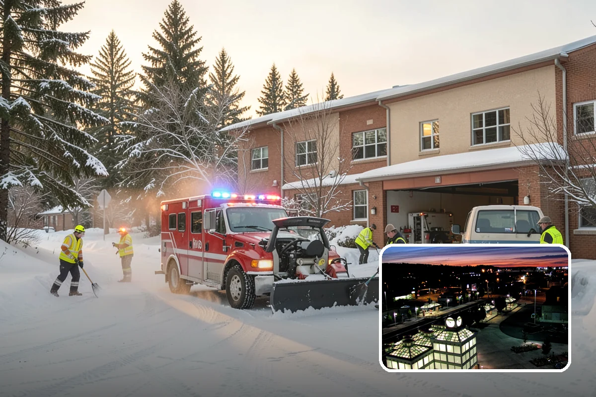 Business Park Sidewalk Clearing in Auburn, King County, WA - Inter-building campus walks cleared as a single network