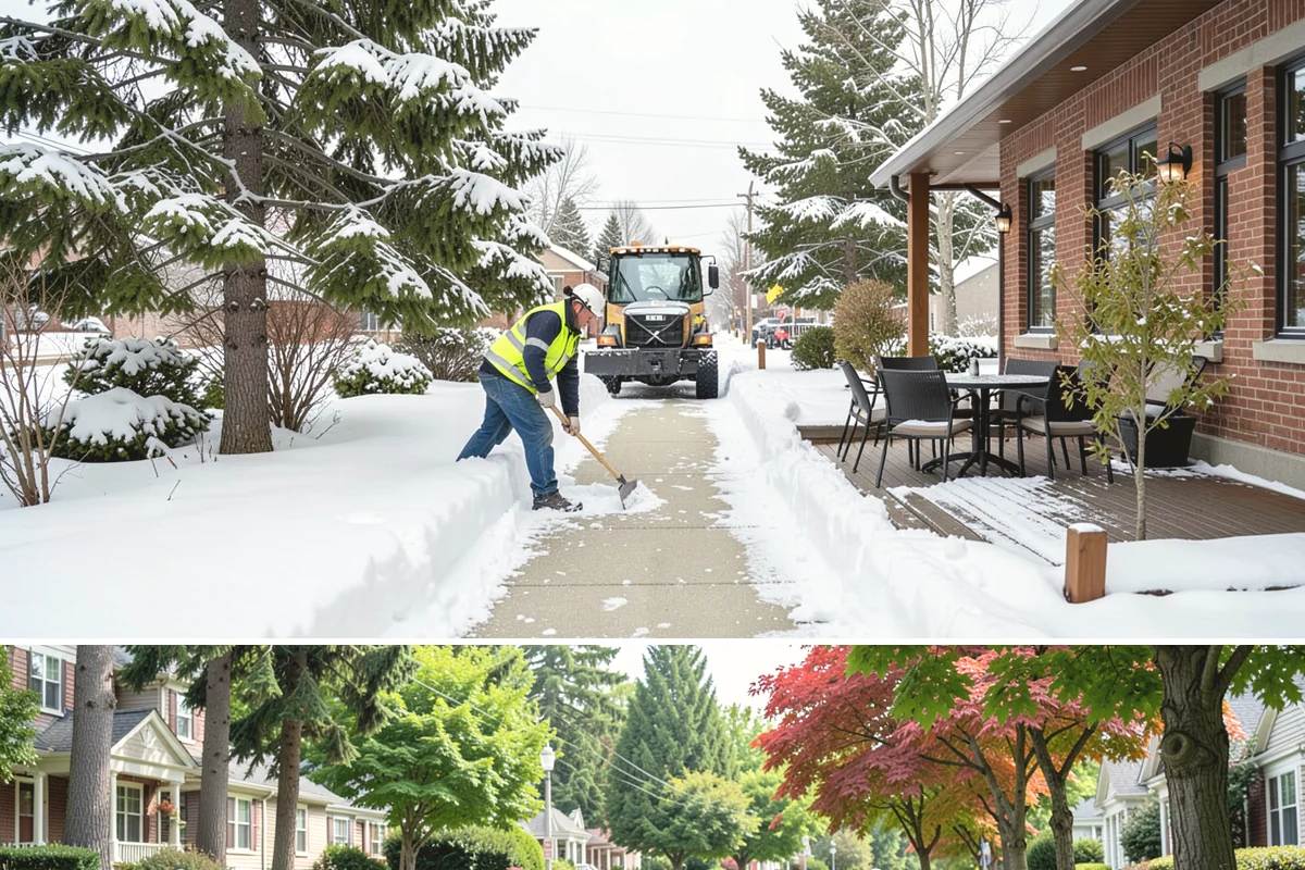 Business Park Sidewalk Clearing in Beaux Arts Village, King County, WA - Business park demand runs December through February, when shaded courtyards and connectors refreeze overnight between weekday...